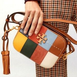 Tory Burch McGraw Patchwork Camera Bag Crossbody Missing Tassel